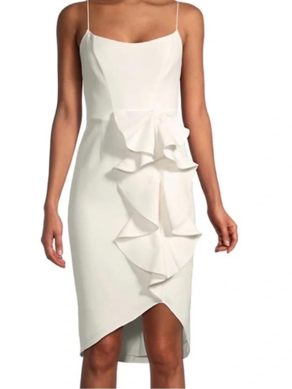 Aidan: White cascading bow midi dress